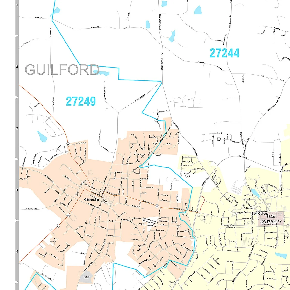 Premium Style Wall Map of Burlington, NC - Image 3