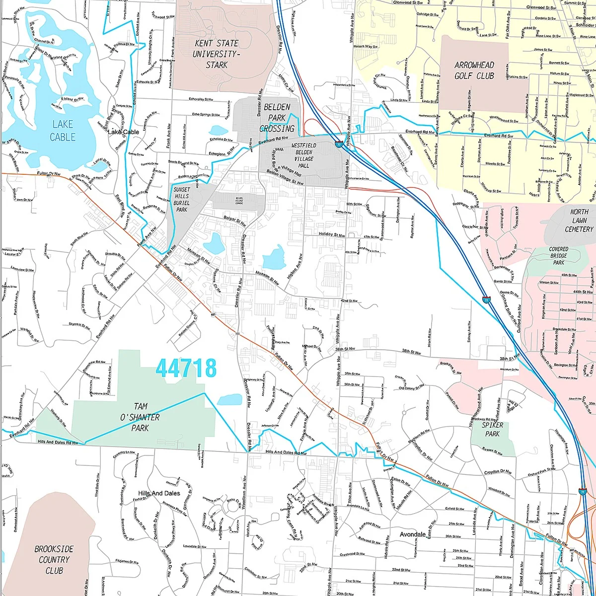 Premium Style Wall Map of Canton, OH - Image 3