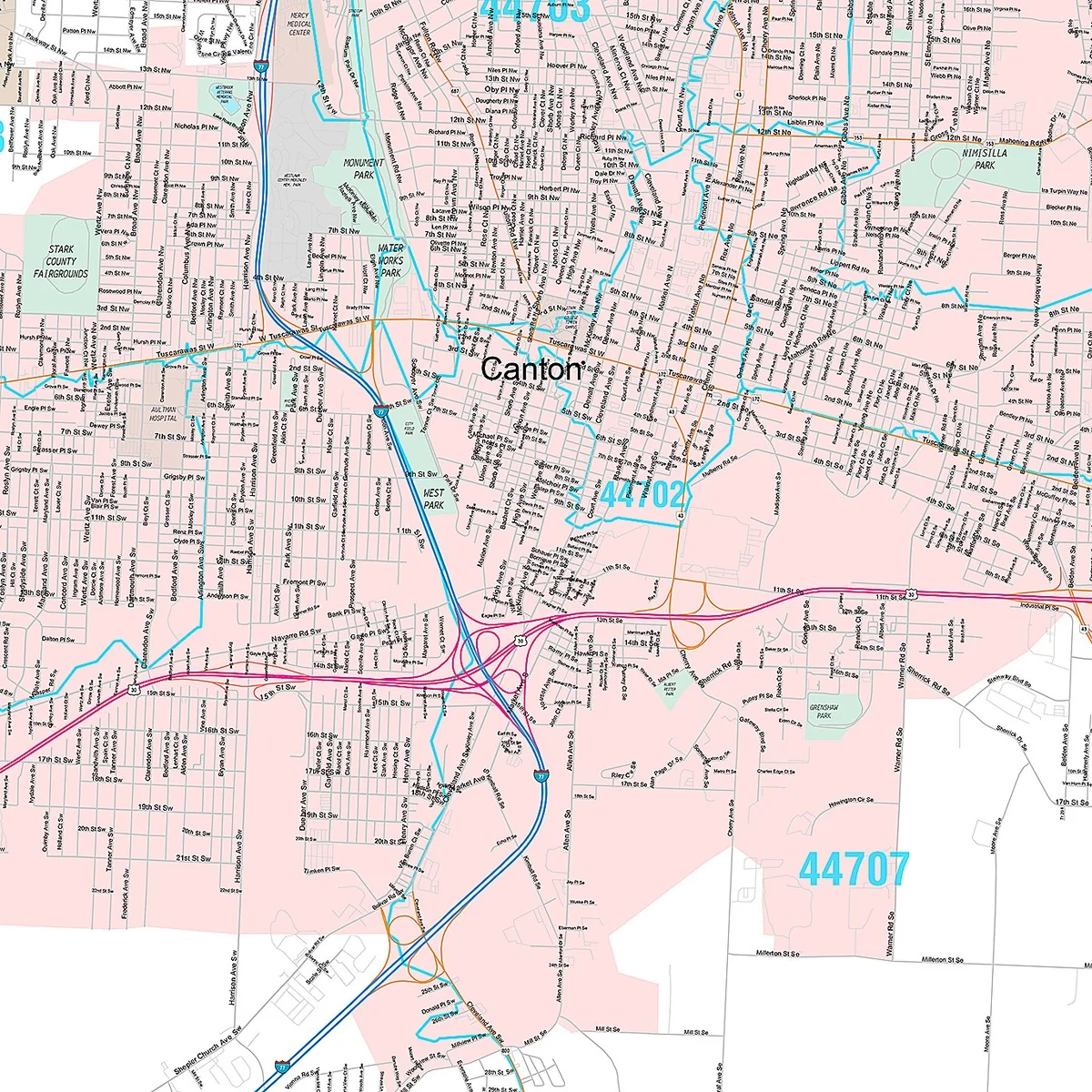 Premium Style Wall Map of Canton, OH - Image 5