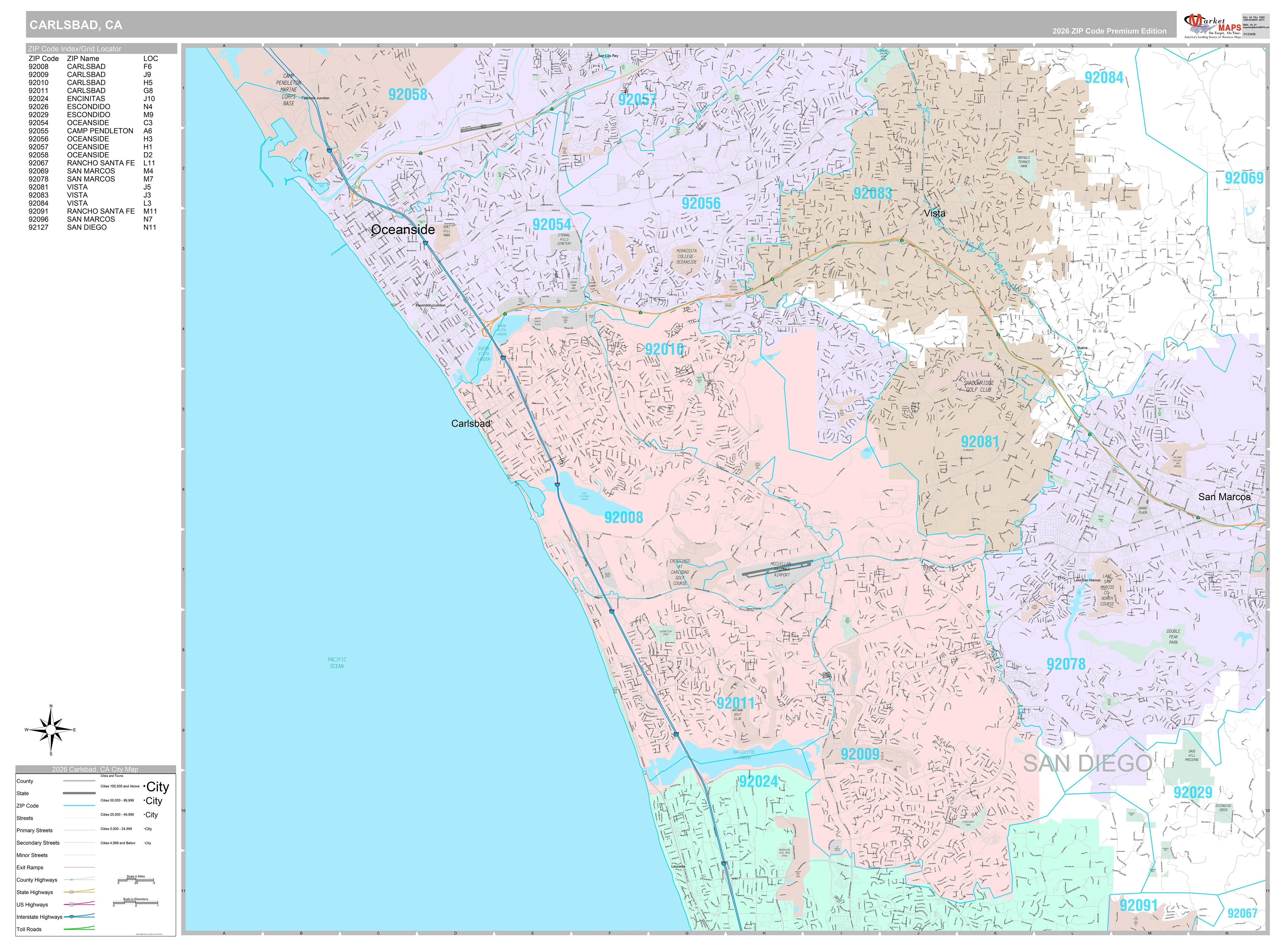 Premium Style Wall Map of Carlsbad, CA - Image 5