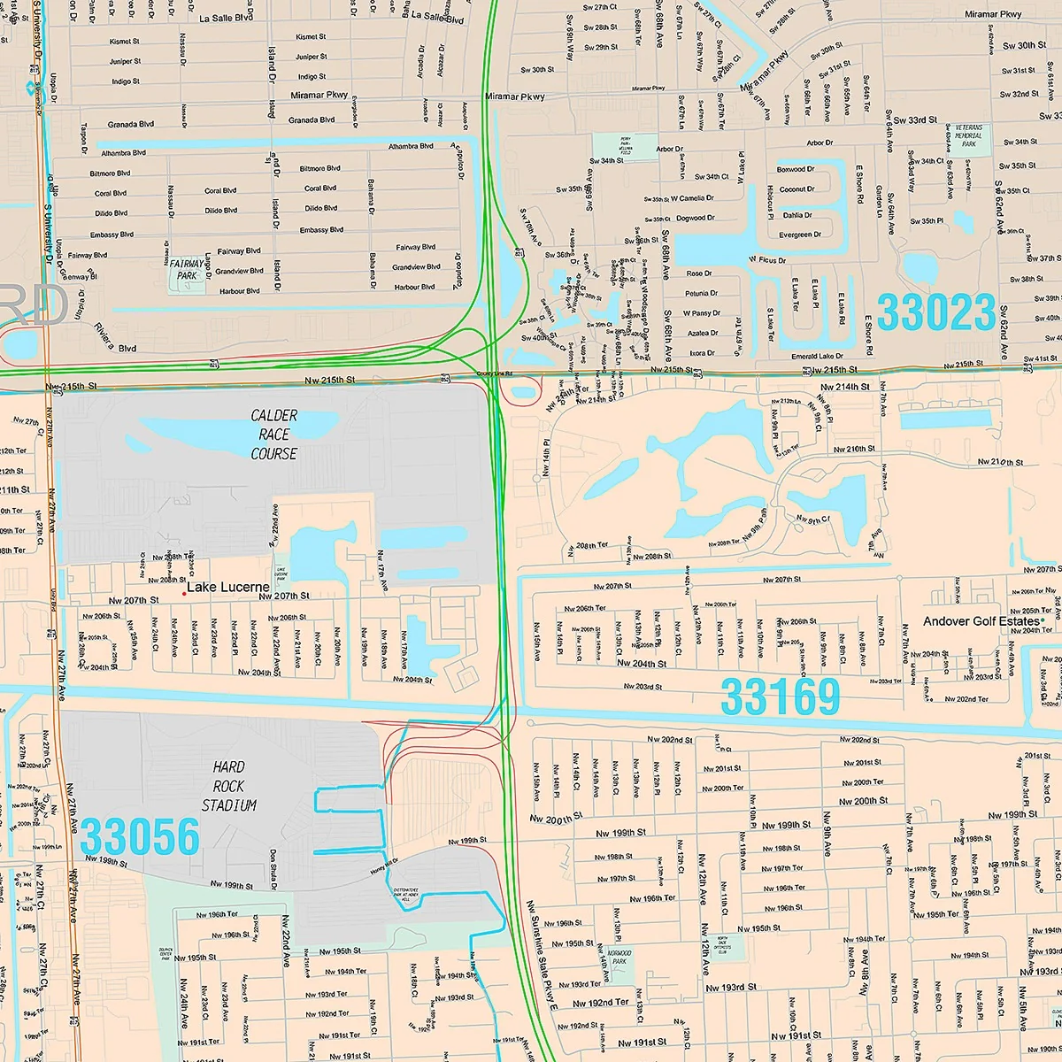 Premium Style Wall Map of Carol City, FL - Image 4