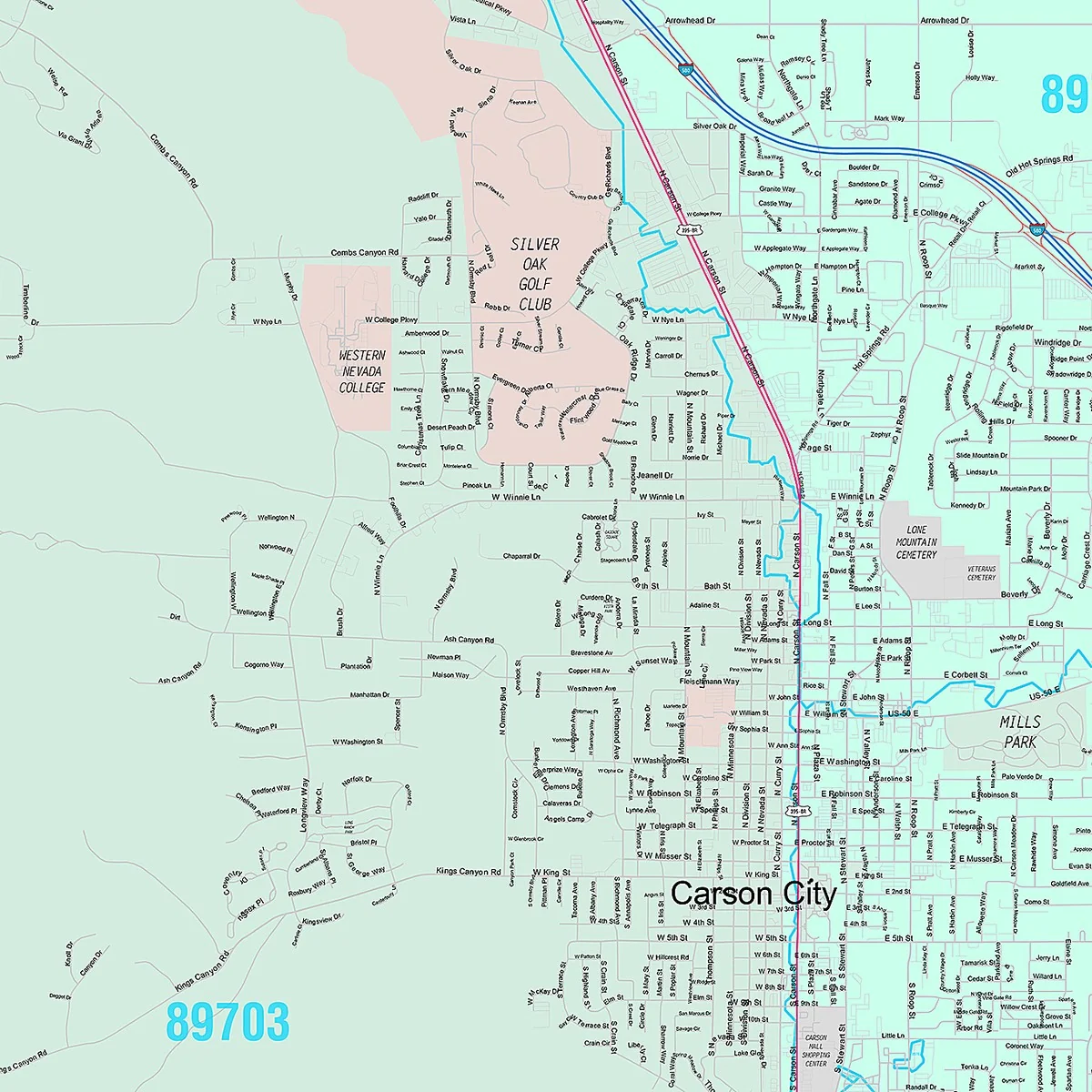 Premium Style Wall Map of Carson City, NV - Image 3
