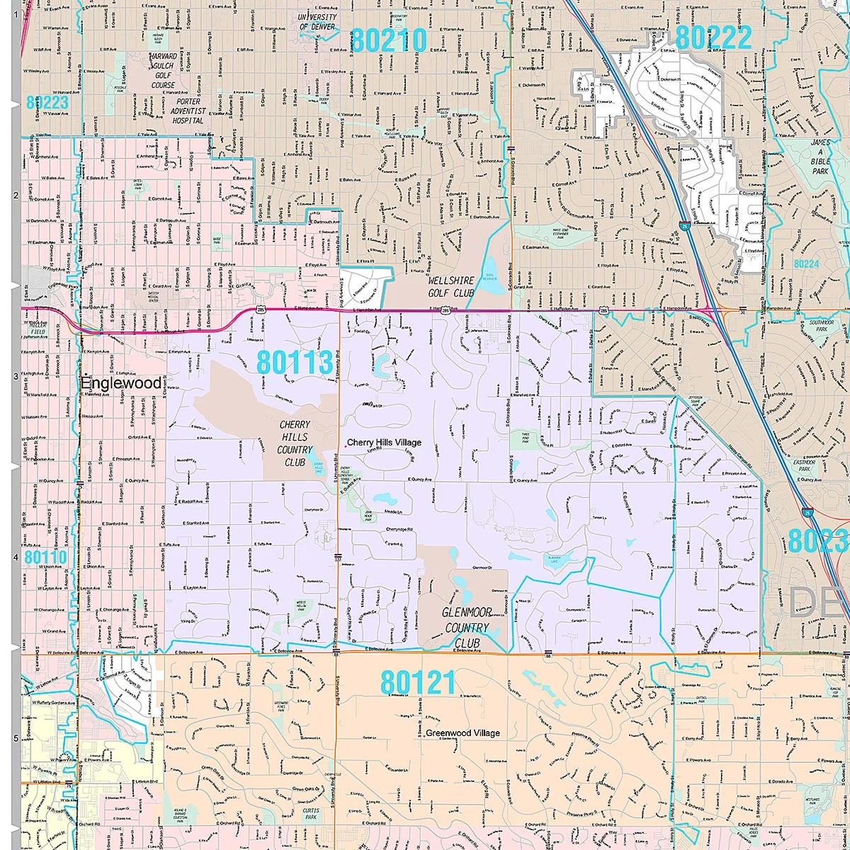 Premium Style Wall Map of Centennial, CO - Image 3