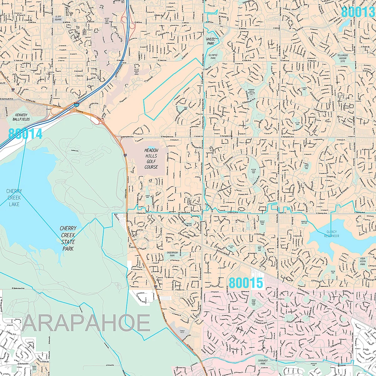 Premium Style Wall Map of Centennial, CO - Image 4