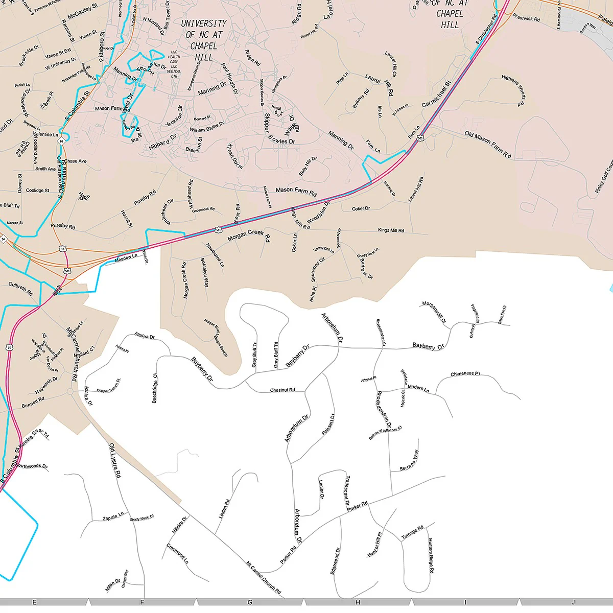 Premium Style Wall Map of Chapel Hill, NC - Image 5