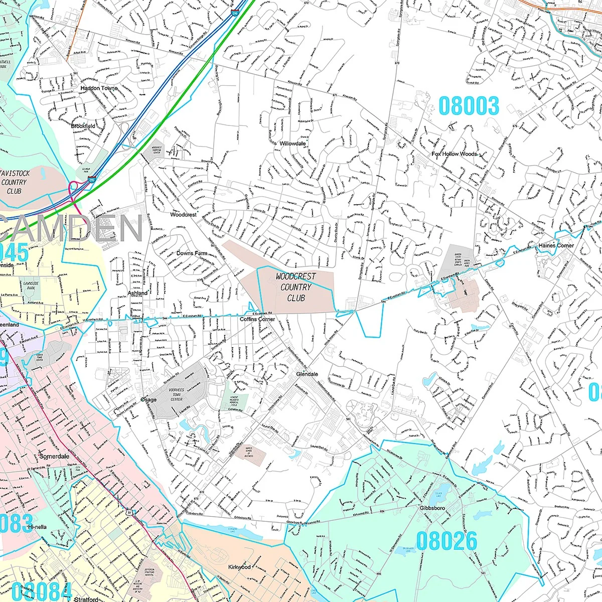 Premium Style Wall Map of Cherry Hill, NJ - Image 5