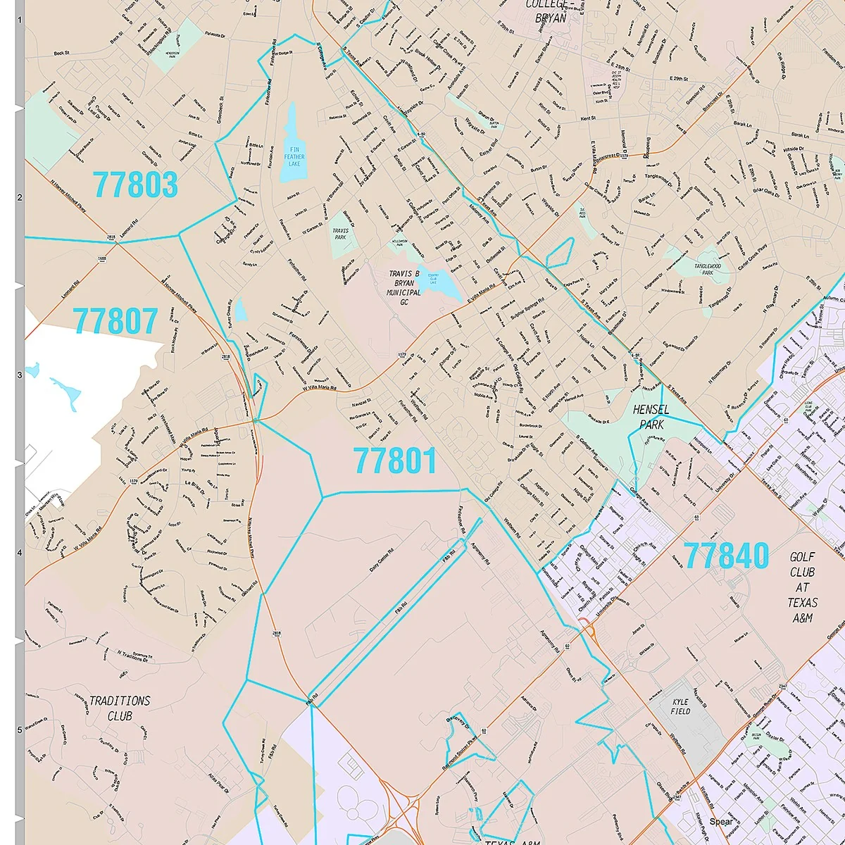 Premium Style Wall Map of College Station, TX - Image 3