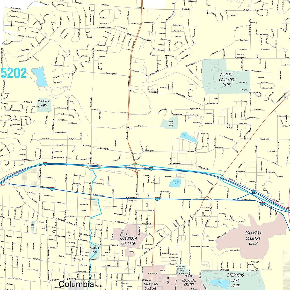 Premium Style Wall Map of Columbia, MO - Image 4
