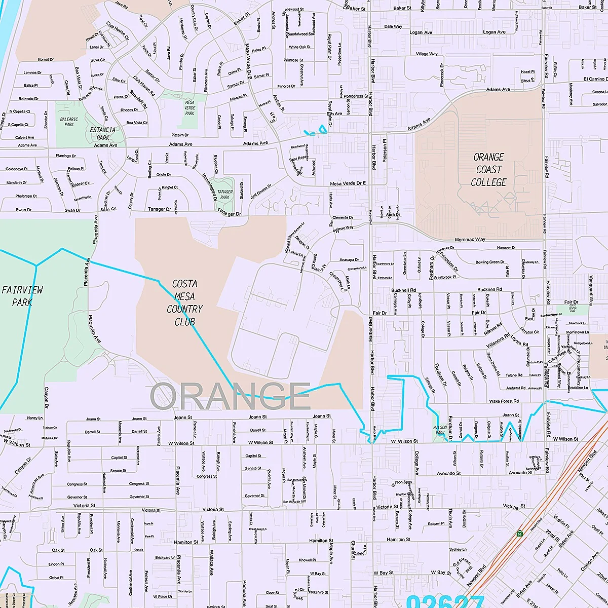 Premium Style Wall Map of Costa Mesa, CA - Image 2