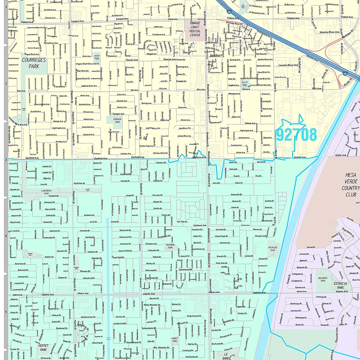 Premium Style Wall Map of Costa Mesa, CA - Image 3