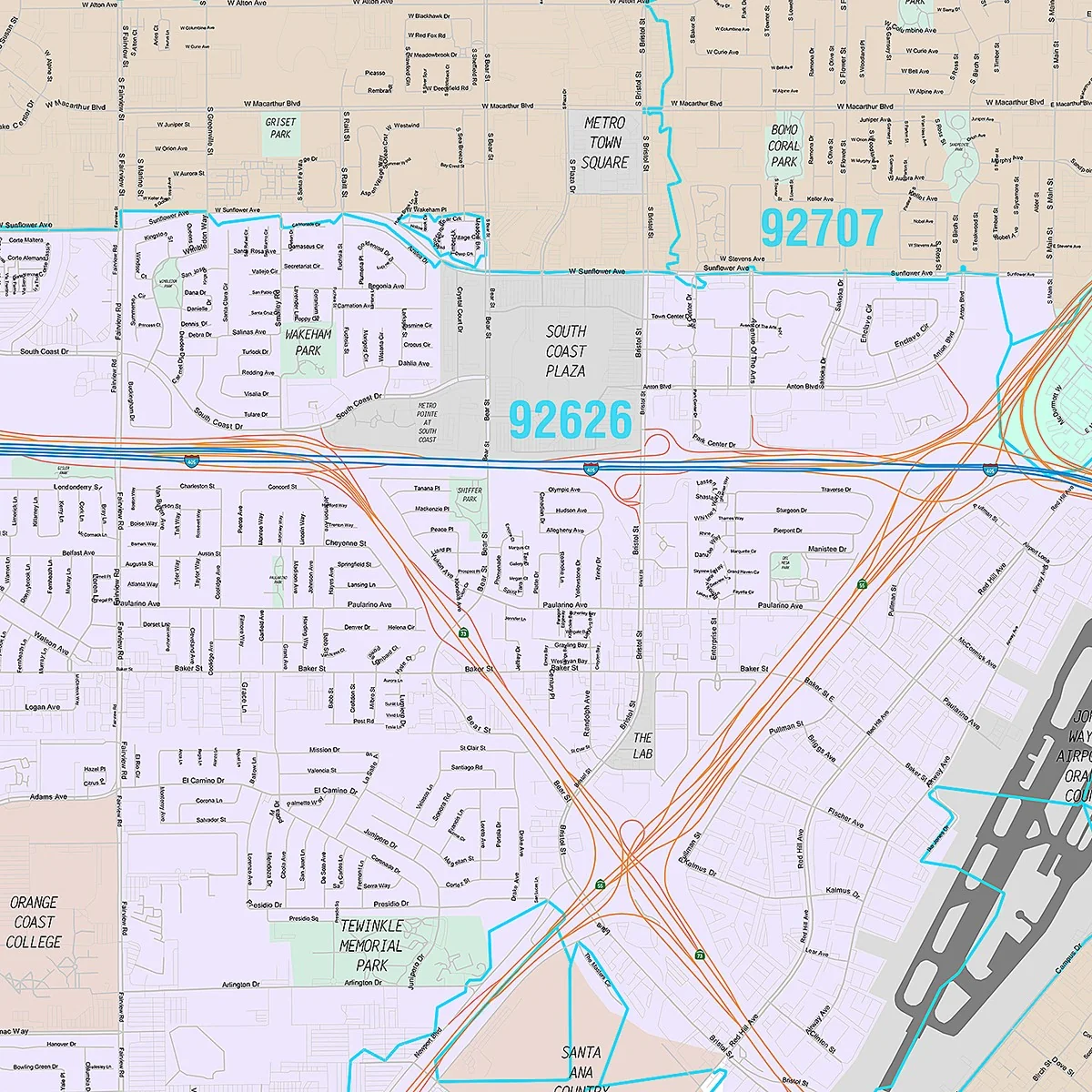 Premium Style Wall Map of Costa Mesa, CA - Image 4