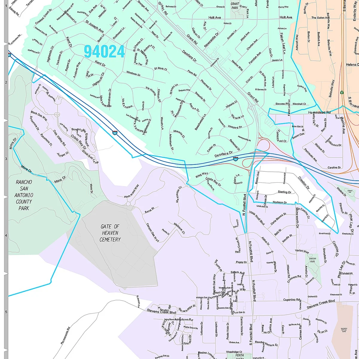 Premium Style Wall Map of Cupertino, CA - Image 3