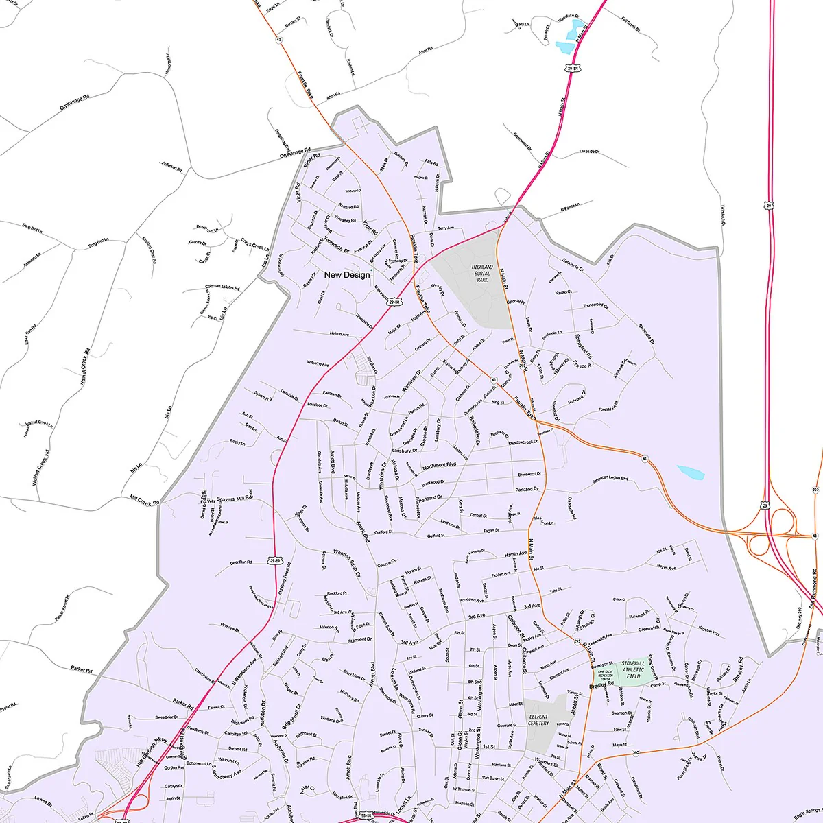 Premium Style Wall Map of Danville, VA - Image 4