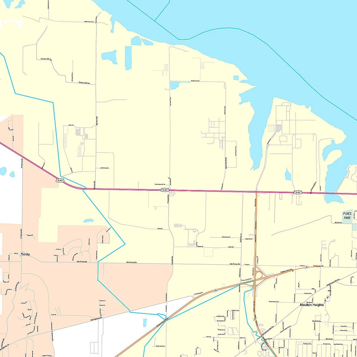 Premium Style Wall Map of Decatur, AL - Image 3