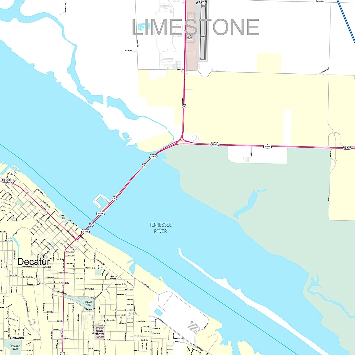 Premium Style Wall Map of Decatur, AL - Image 4