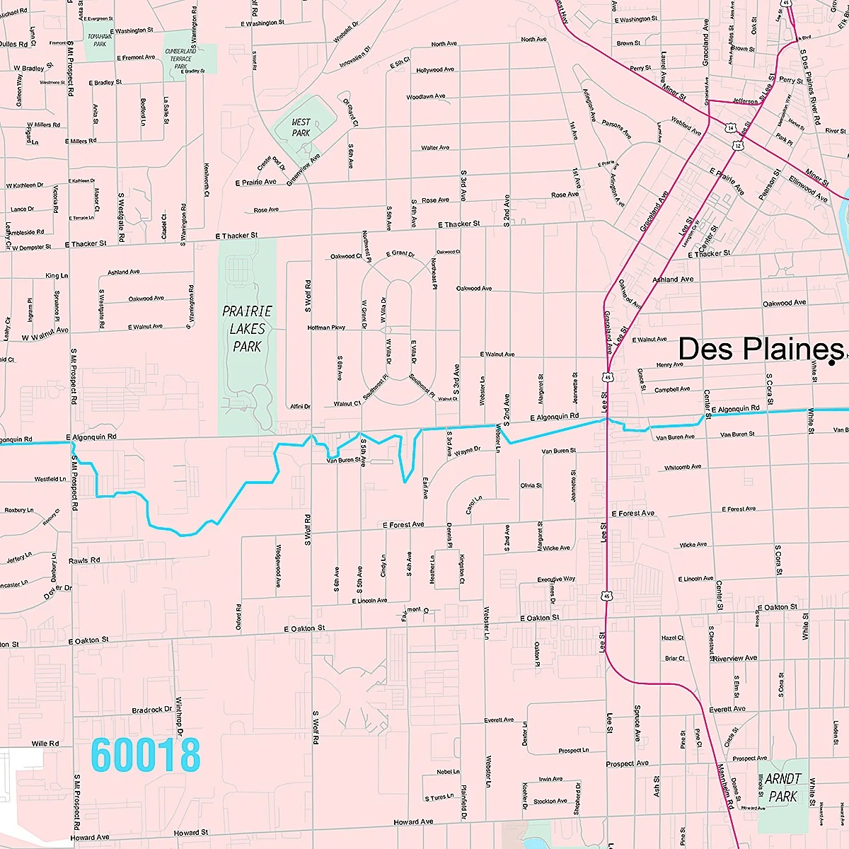 Premium Style Wall Map of Des Plaines, IL - Image 2