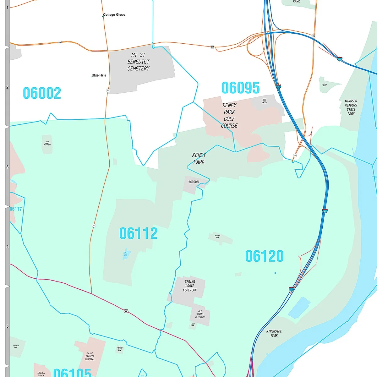 Premium Style Wall Map of East Hartford, CT - Image 3
