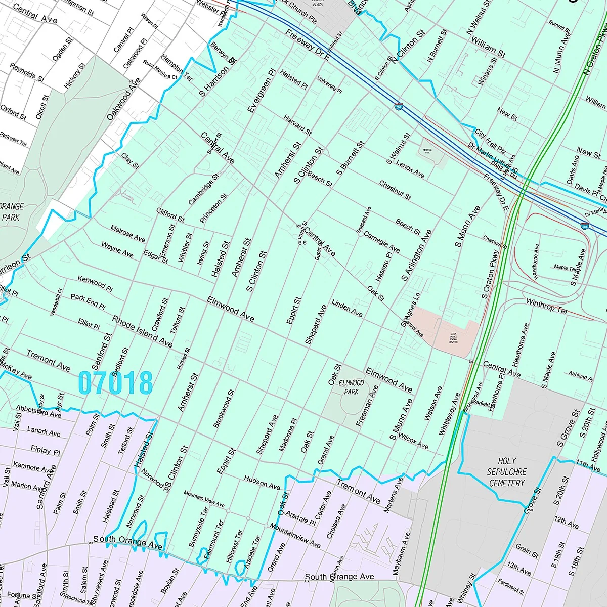 Premium Style Wall Map of East Orange, NJ - Image 5