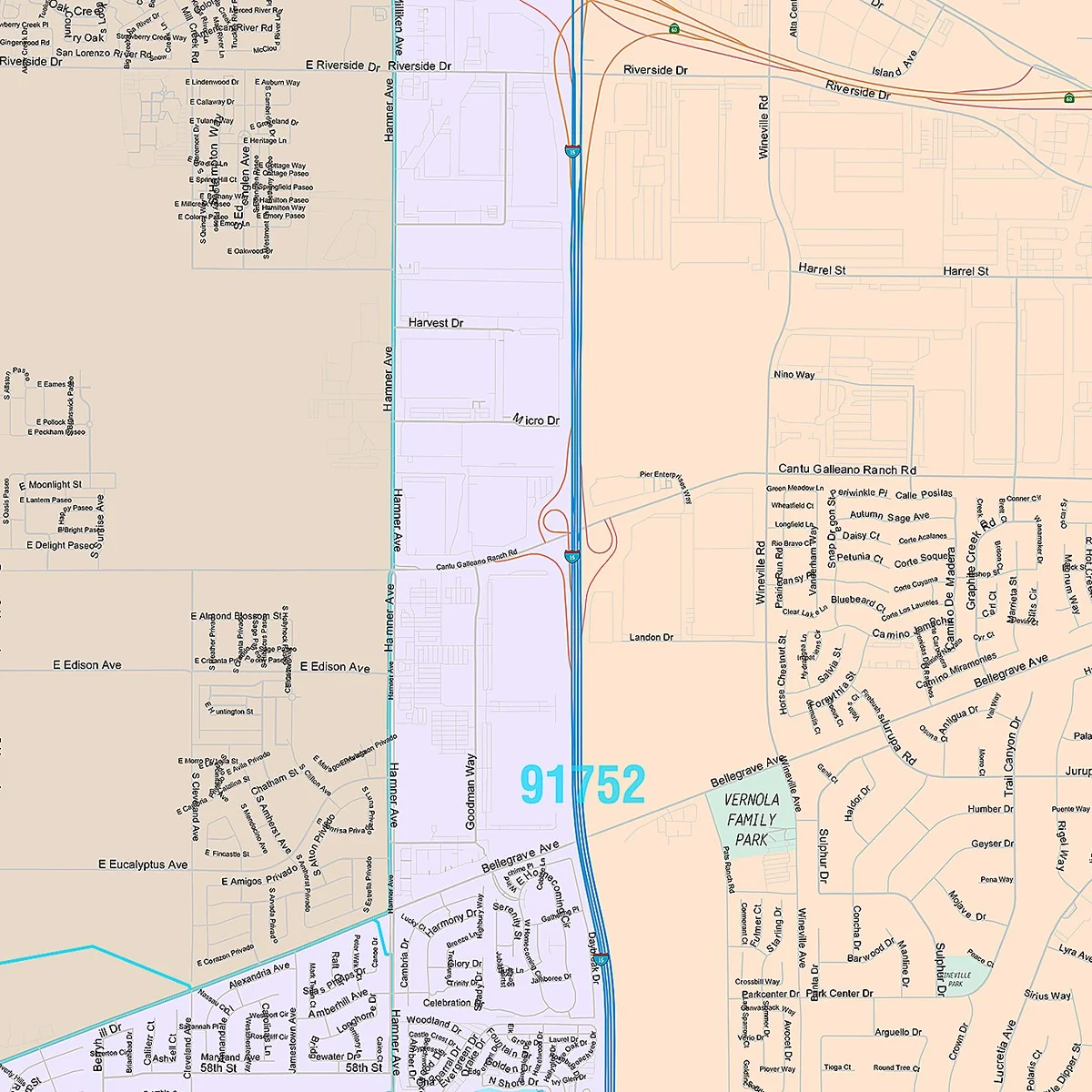 Premium Style Wall Map of Eastvale, CA - Image 4