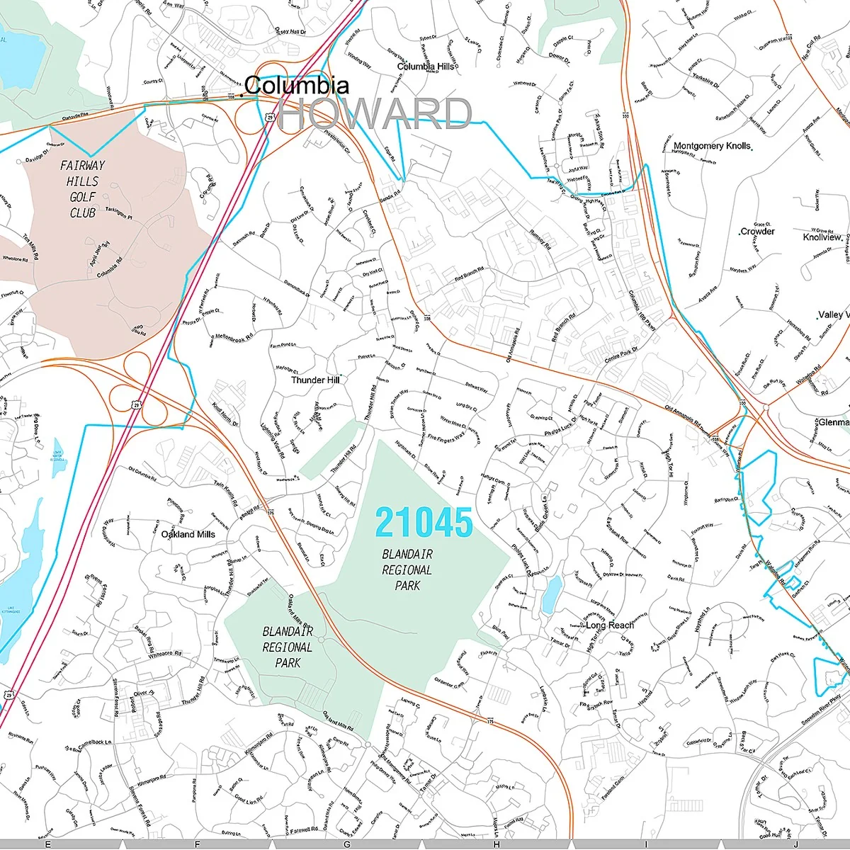 Premium Style Wall Map of Elliott City, MD - Image 5