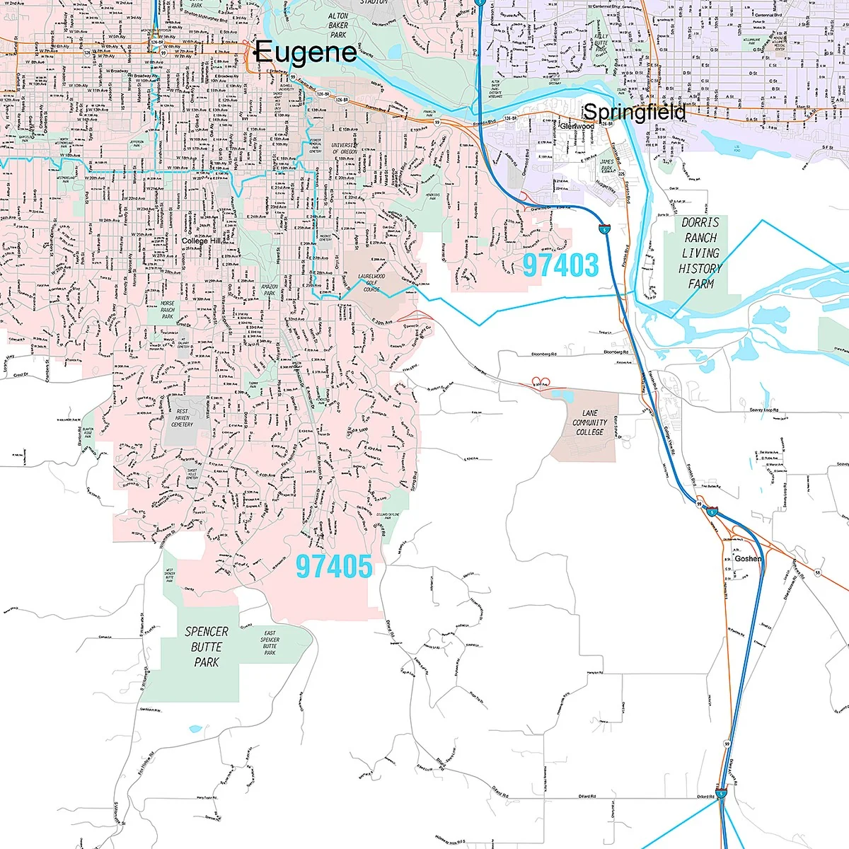 Premium Style Wall Map of Eugene, OR - Image 5