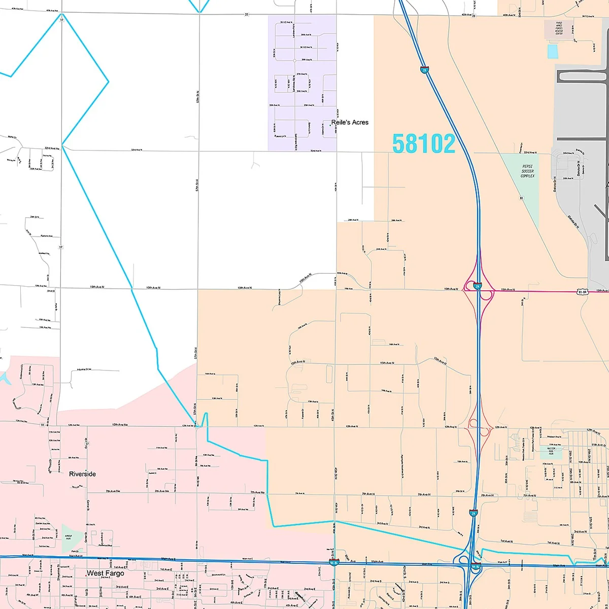 Premium Style Wall Map of Fargo, ND - Image 3