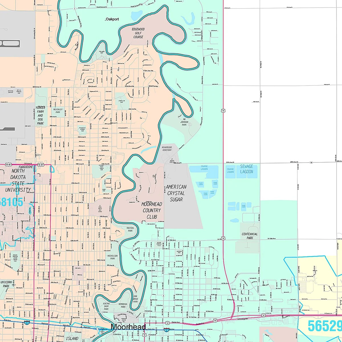 Premium Style Wall Map of Fargo, ND - Image 4