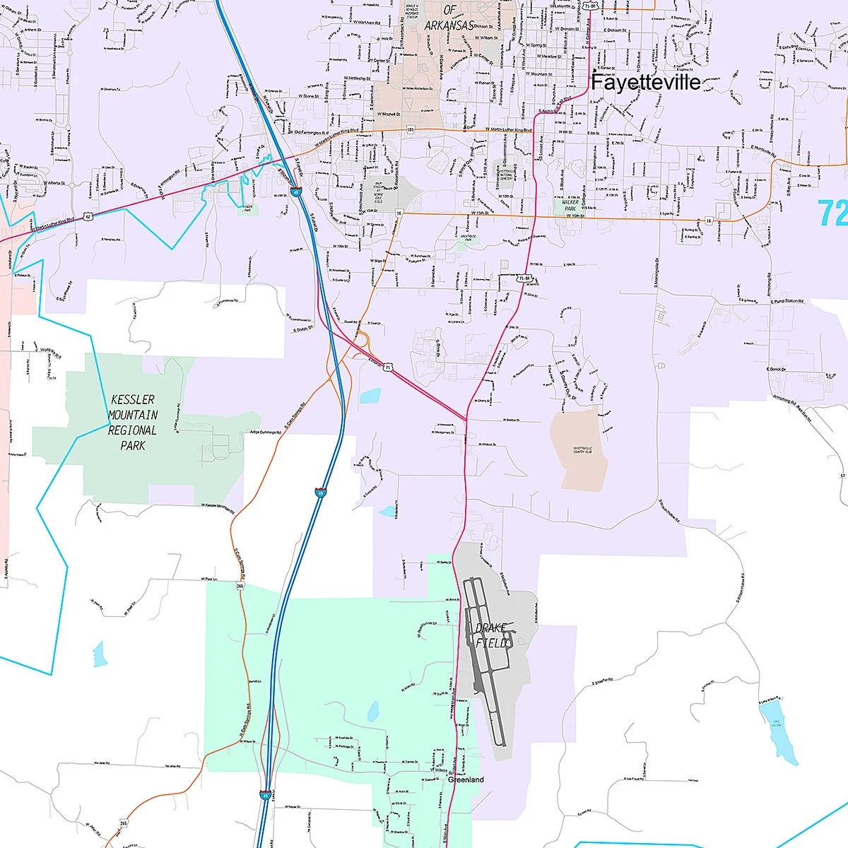 Premium Style Wall Map of Fayetteville, AR - Image 5