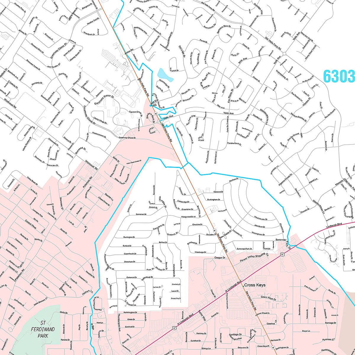 Premium Style Wall Map of Florissant, MO - Image 4