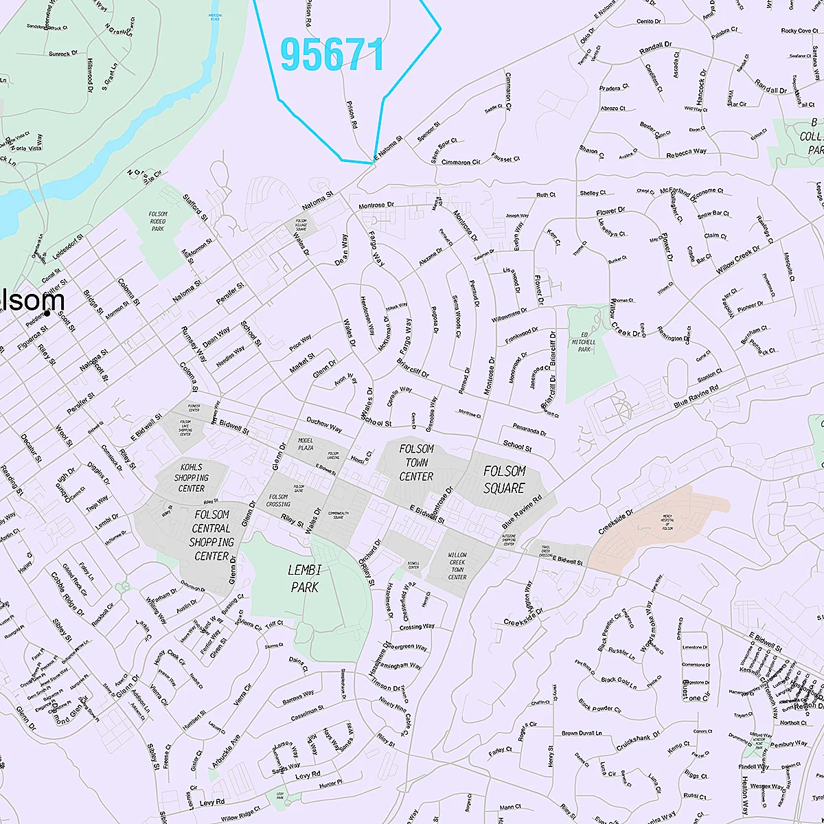 Premium Style Wall Map of Folsom, CA - Image 2