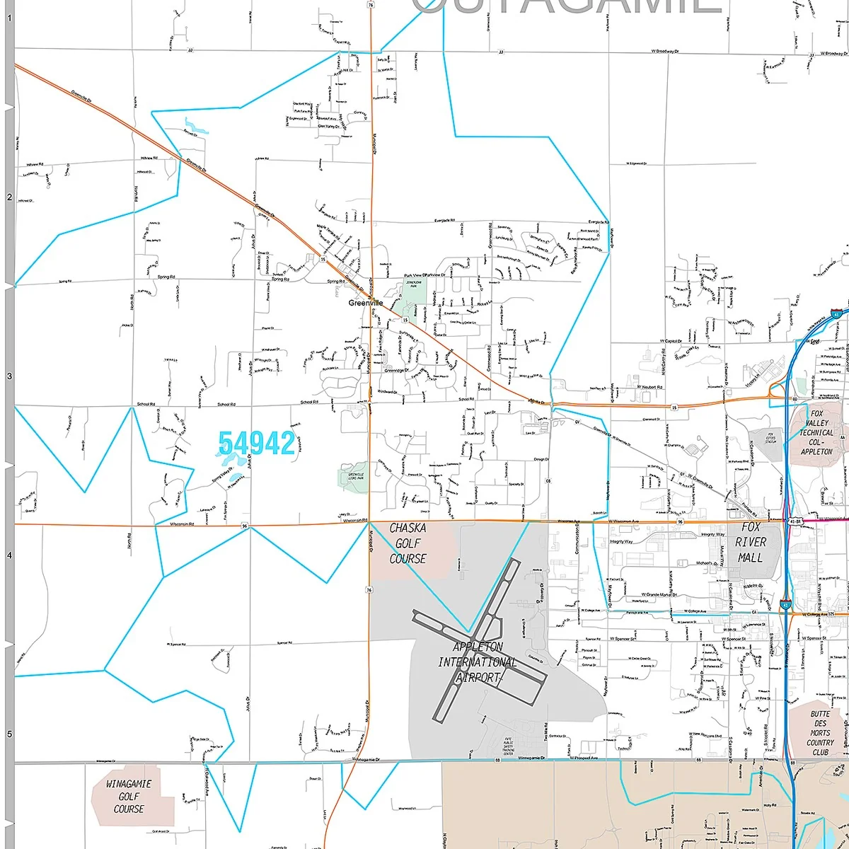Premium Style Wall Map of Fox Cities, WI - Image 3
