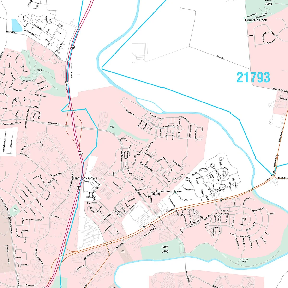 Premium Style Wall Map of Frederick, MD - Image 4