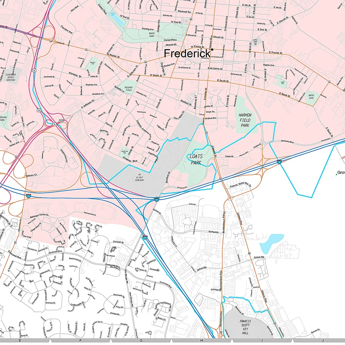 Premium Style Wall Map of Frederick, MD - Image 5