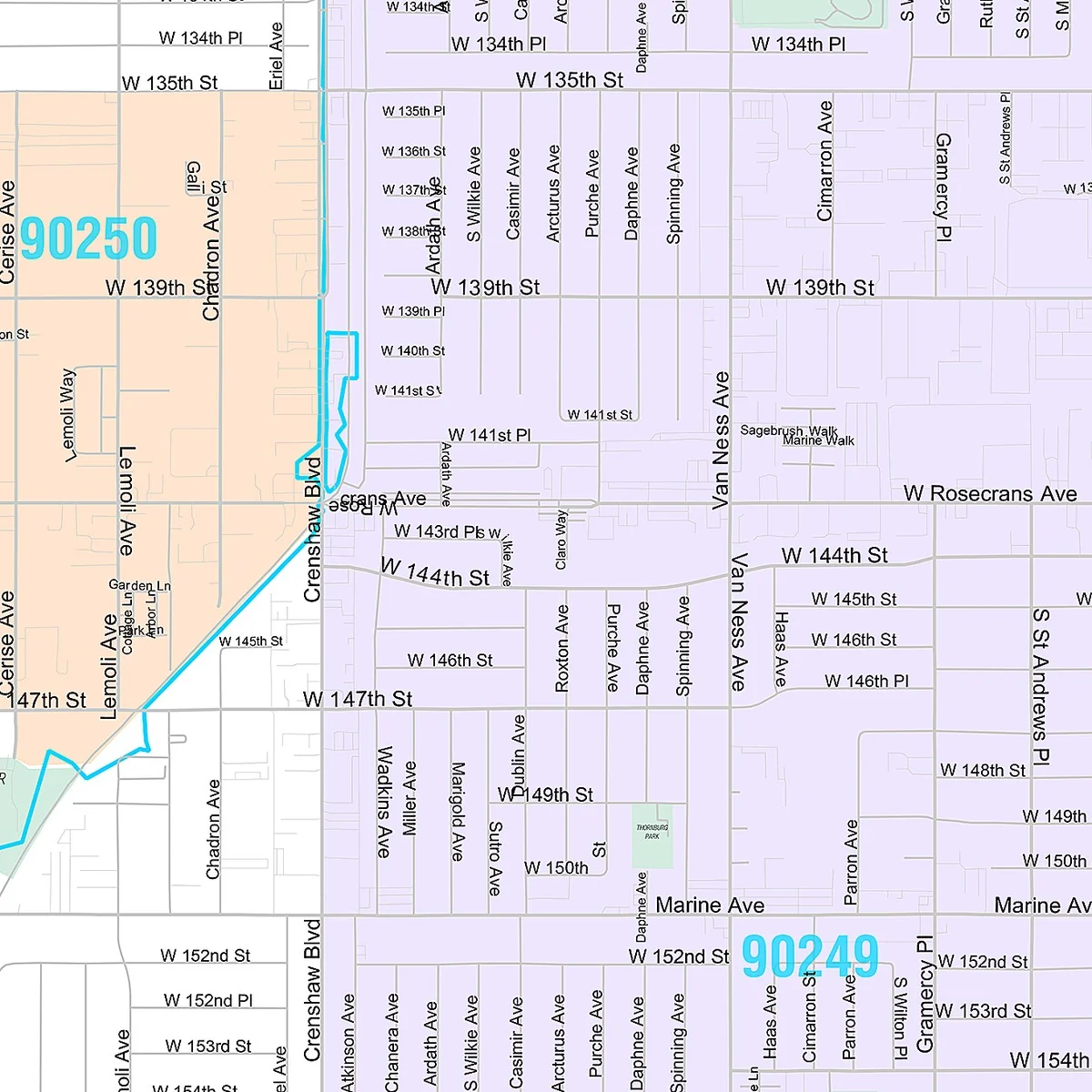 Premium Style Wall Map of Gardena, CA - Image 3