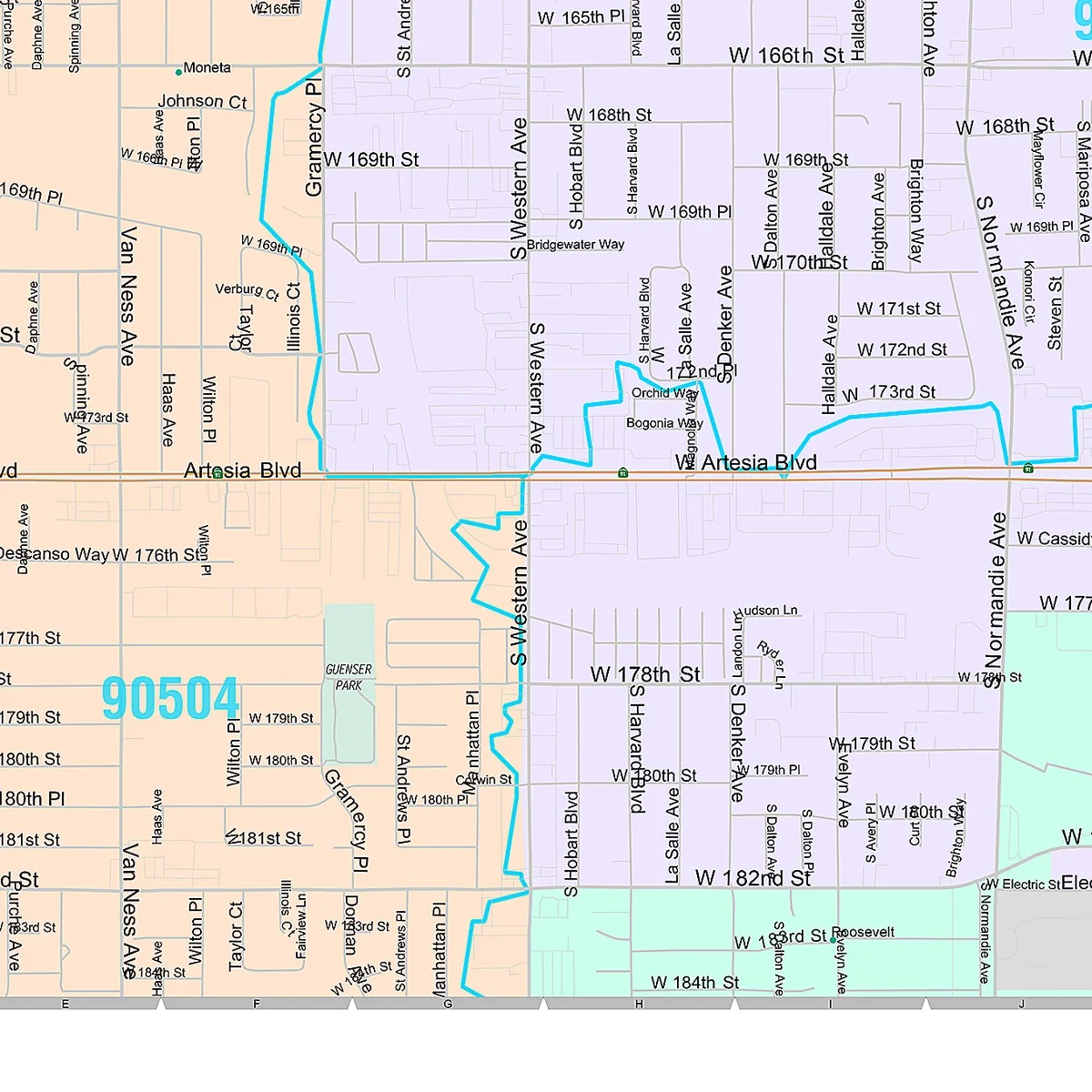 Premium Style Wall Map of Gardena, CA - Image 5
