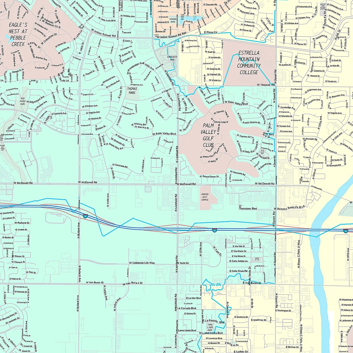 Premium Style Wall Map of Goodyear, AZ - Image 4