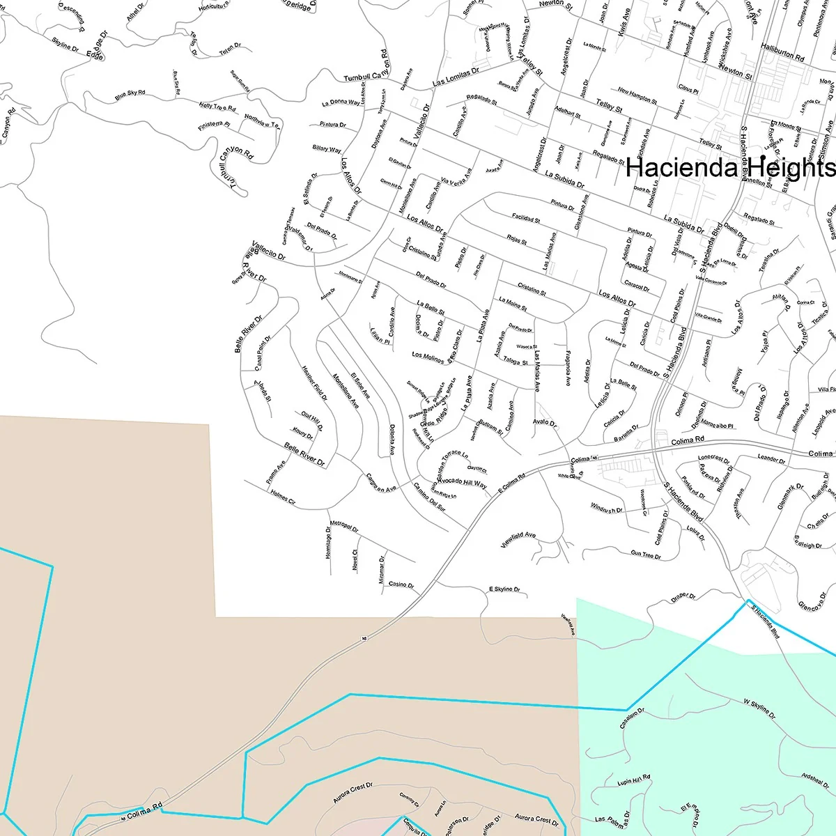 Premium Style Wall Map of Hacienda Heights, CA - Image 5
