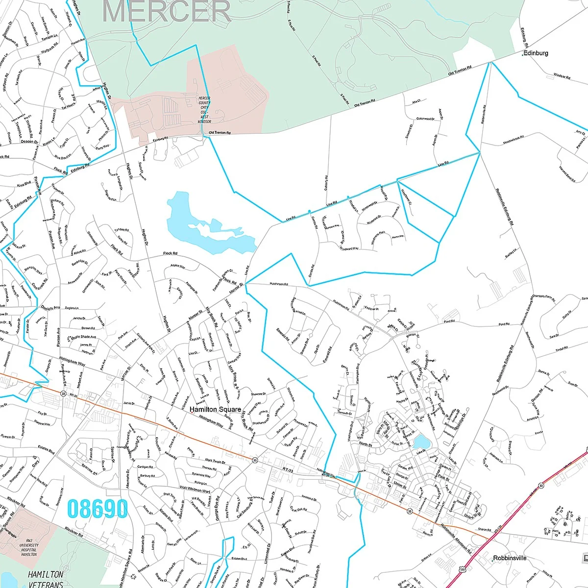 Premium Style Wall Map of Hamilton, NJ - Image 4