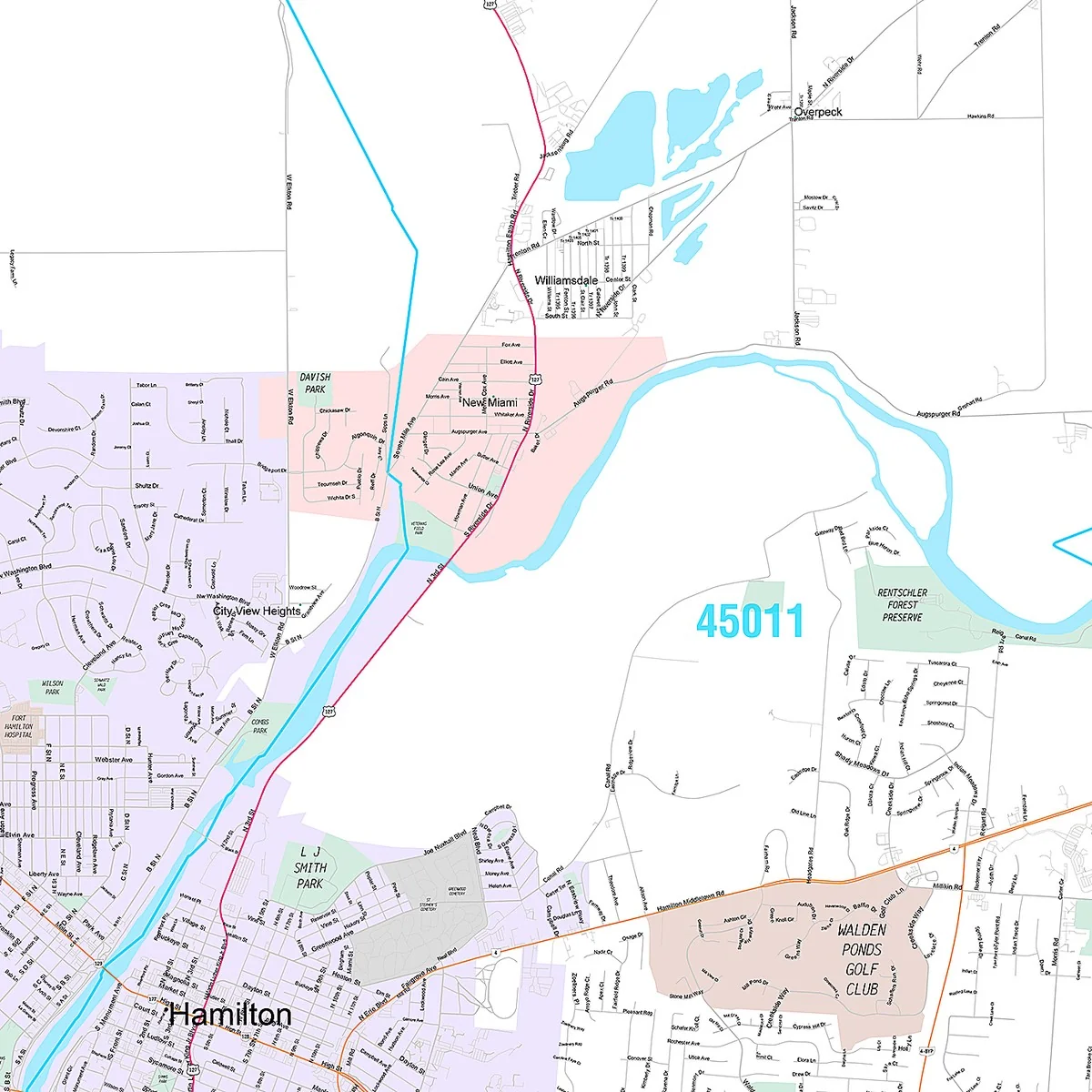 Premium Style Wall Map of Hamilton, OH - Image 4