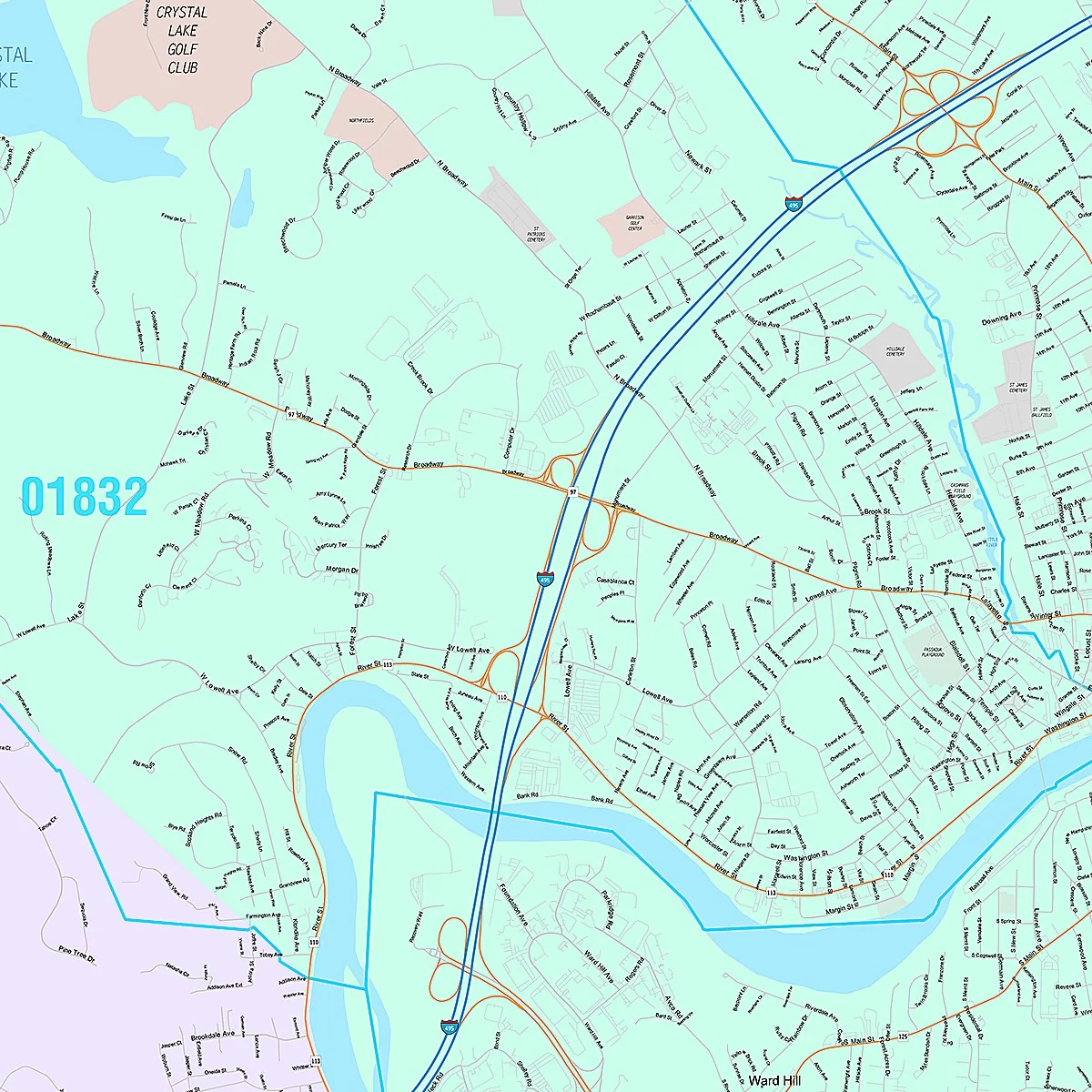 Premium Style Wall Map of Haverhill, MA - Image 2