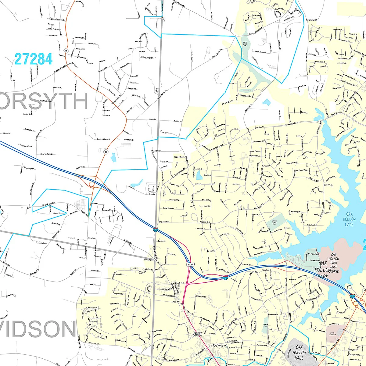 Premium Style Wall Map of HIgh Point, NC - Image 3