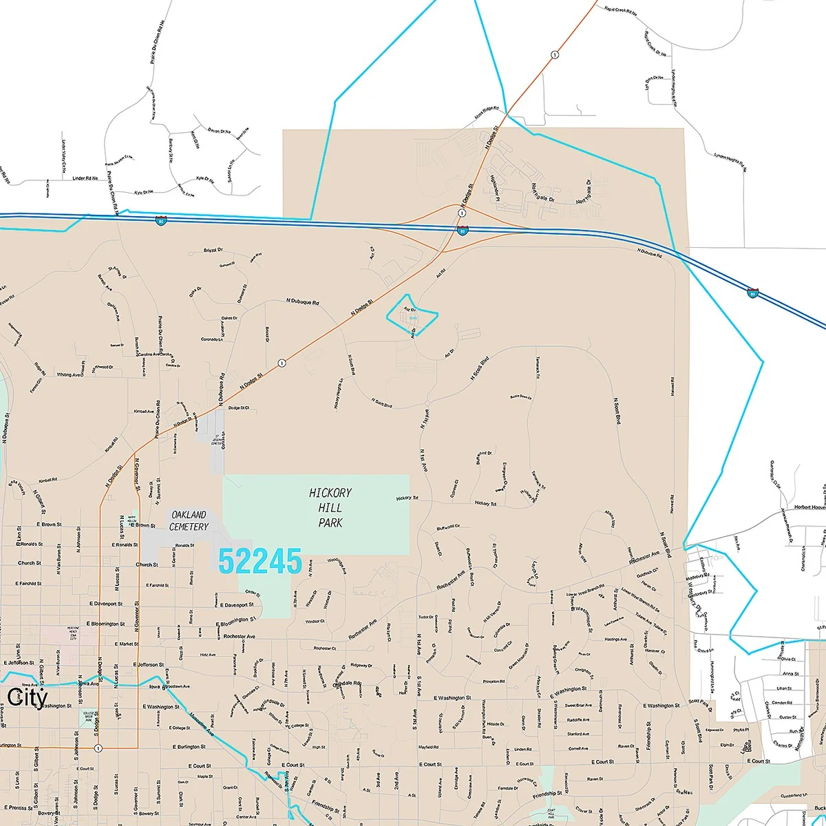 Premium Style Wall Map of Iowa City, IA - Image 4