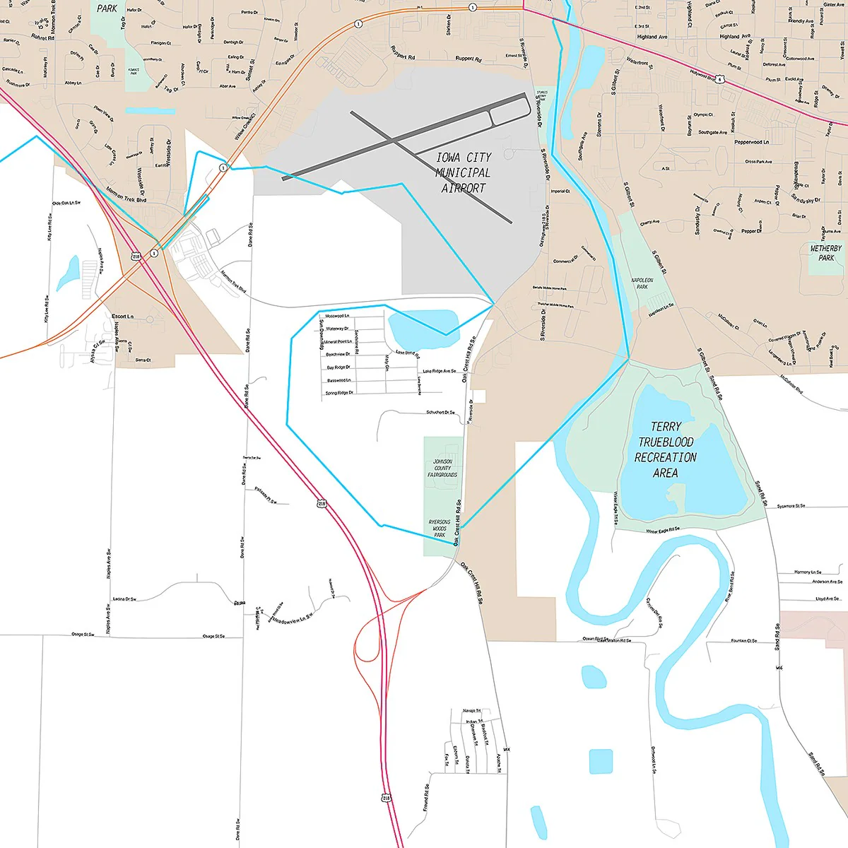 Premium Style Wall Map of Iowa City, IA - Image 5