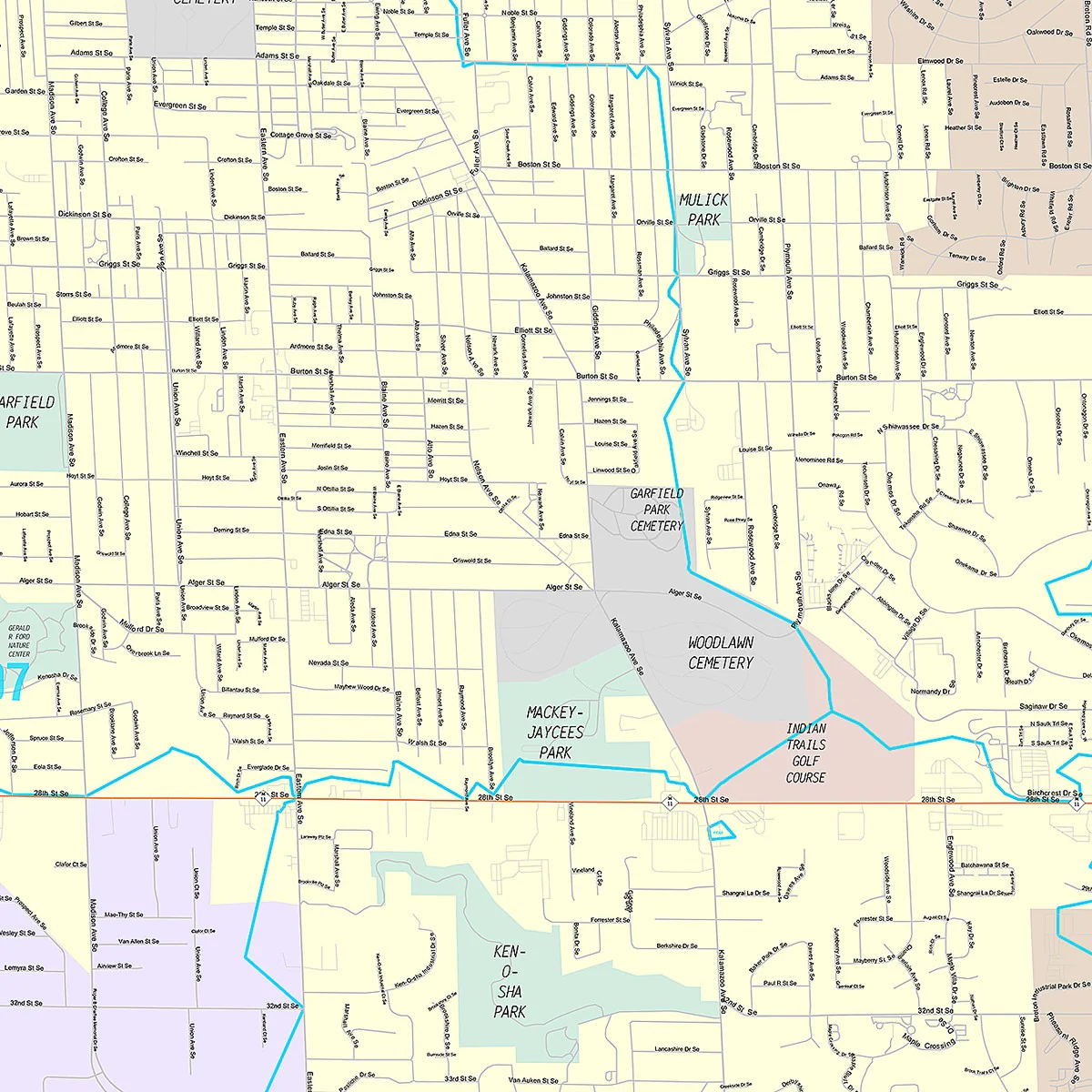 Premium Style Wall Map of Kentwood, MI - Image 3