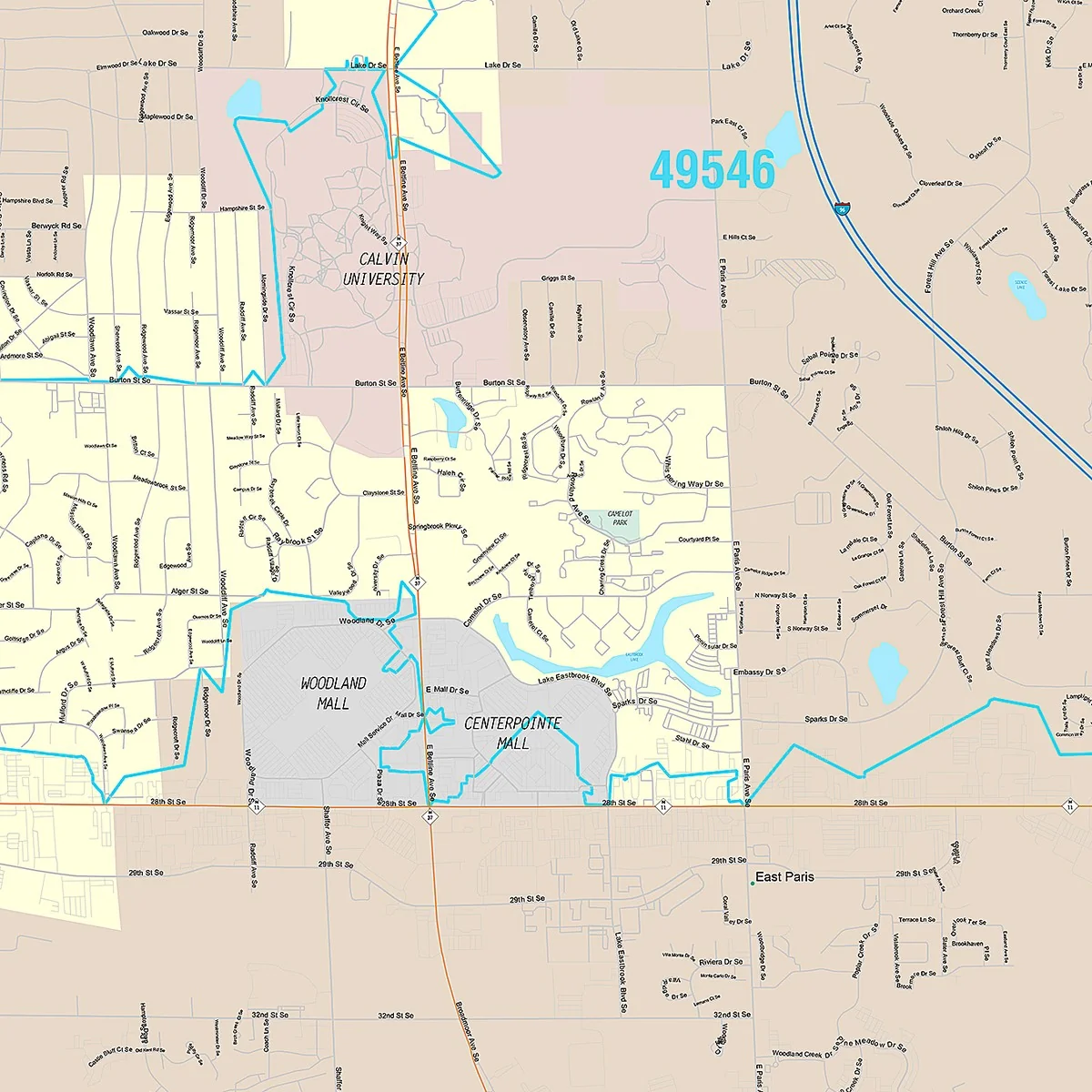 Premium Style Wall Map of Kentwood, MI - Image 4