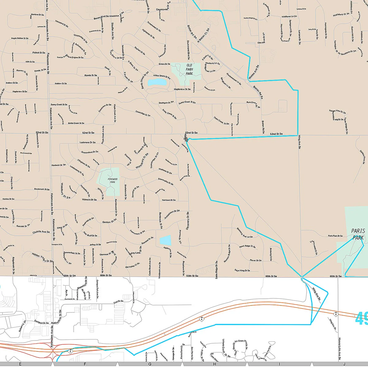 Premium Style Wall Map of Kentwood, MI - Image 5