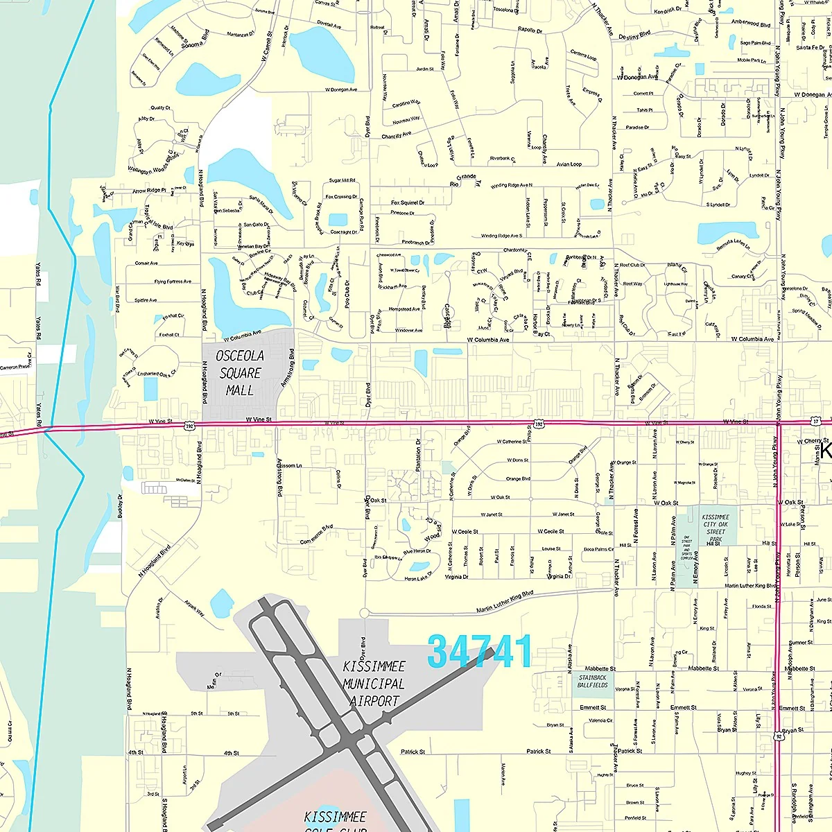 Premium Style Wall Map of Kissimmee, FL - Image 2