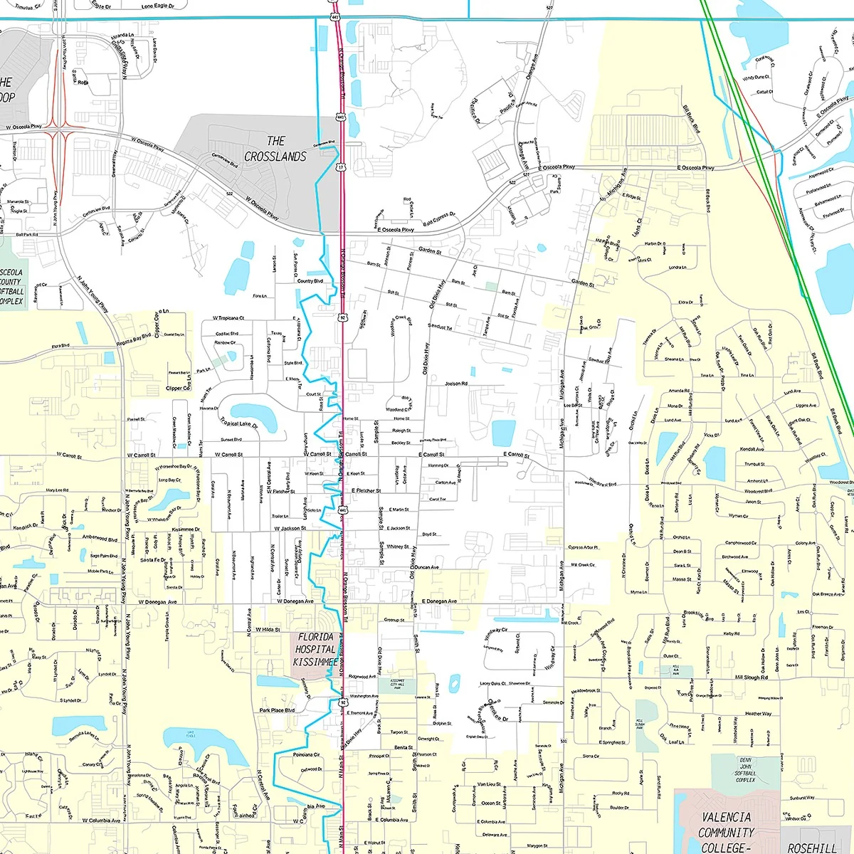 Premium Style Wall Map of Kissimmee, FL - Image 4