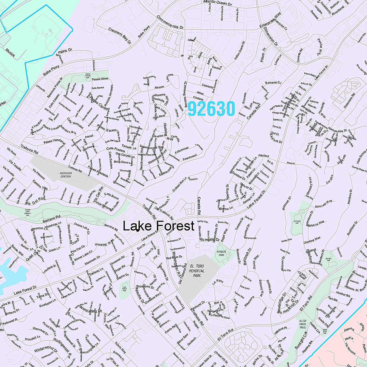Premium Style Wall Map of Lake Forest, CA - Image 2