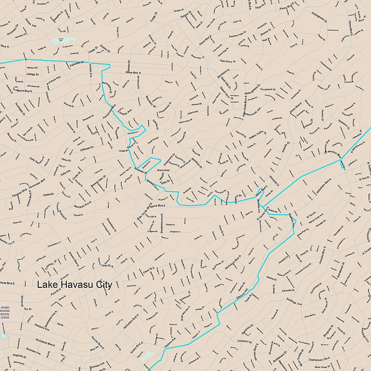 Premium Style Wall Map of Lake Havasu City, AZ - Image 2